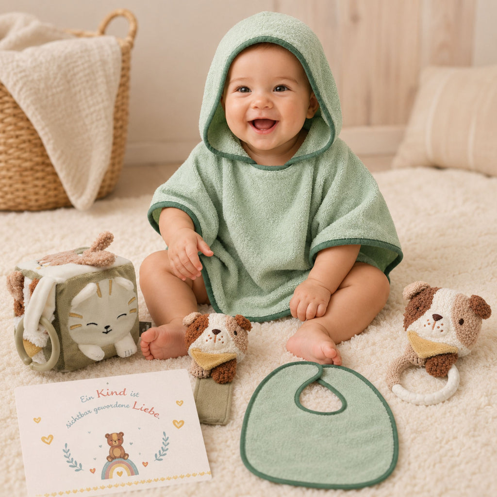 Geschenkset zur Geburt Mick – Poncho-Set