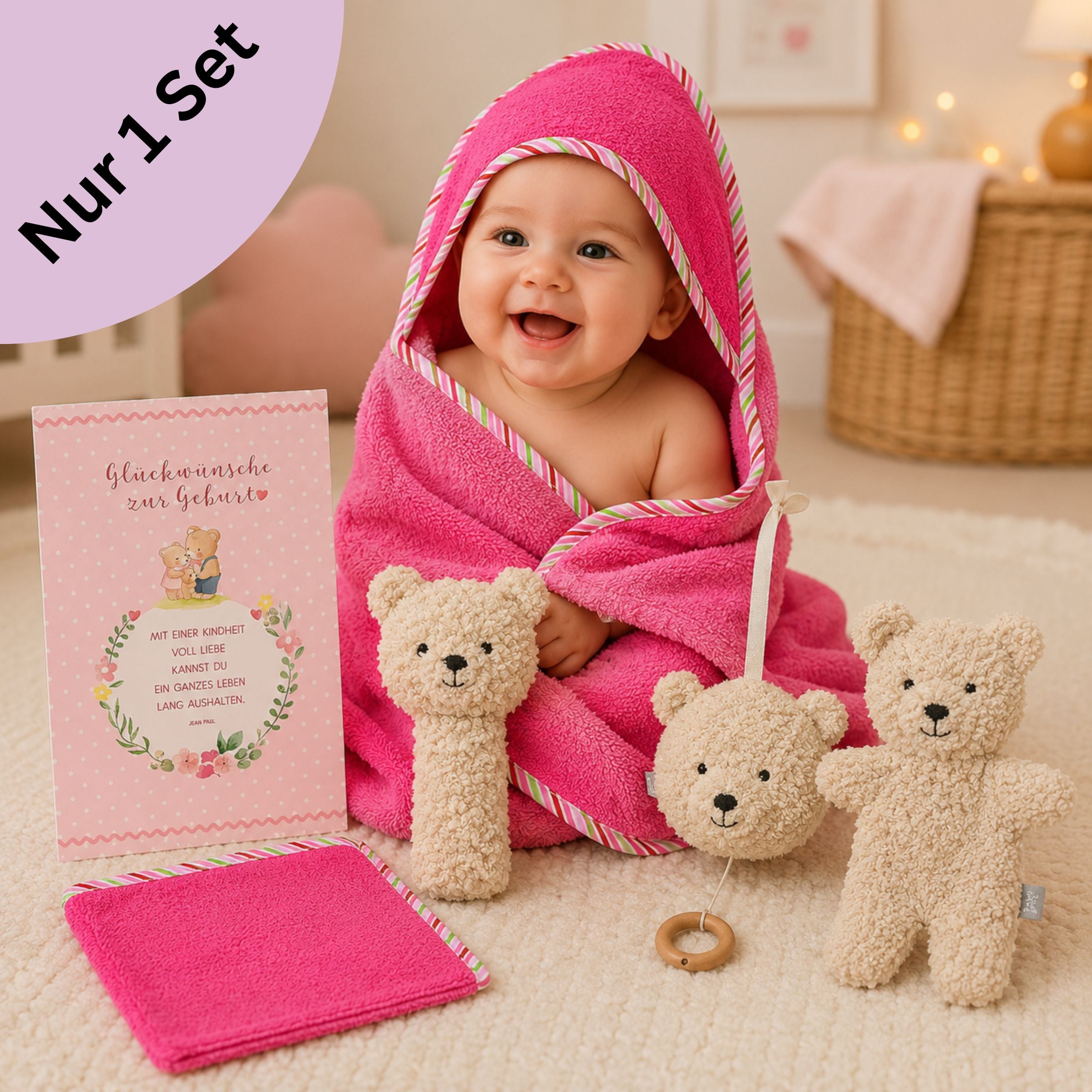 Geschenkset zur Geburt Bär Naturell