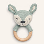 Geschenkset zur Geburt mit Namen – Reh grün, personalisiertes Babygeschenk