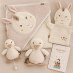 Geschenkset zur Geburt mit Namen – Lama und Ente von Fehn, personalisiertes Babygeschenk