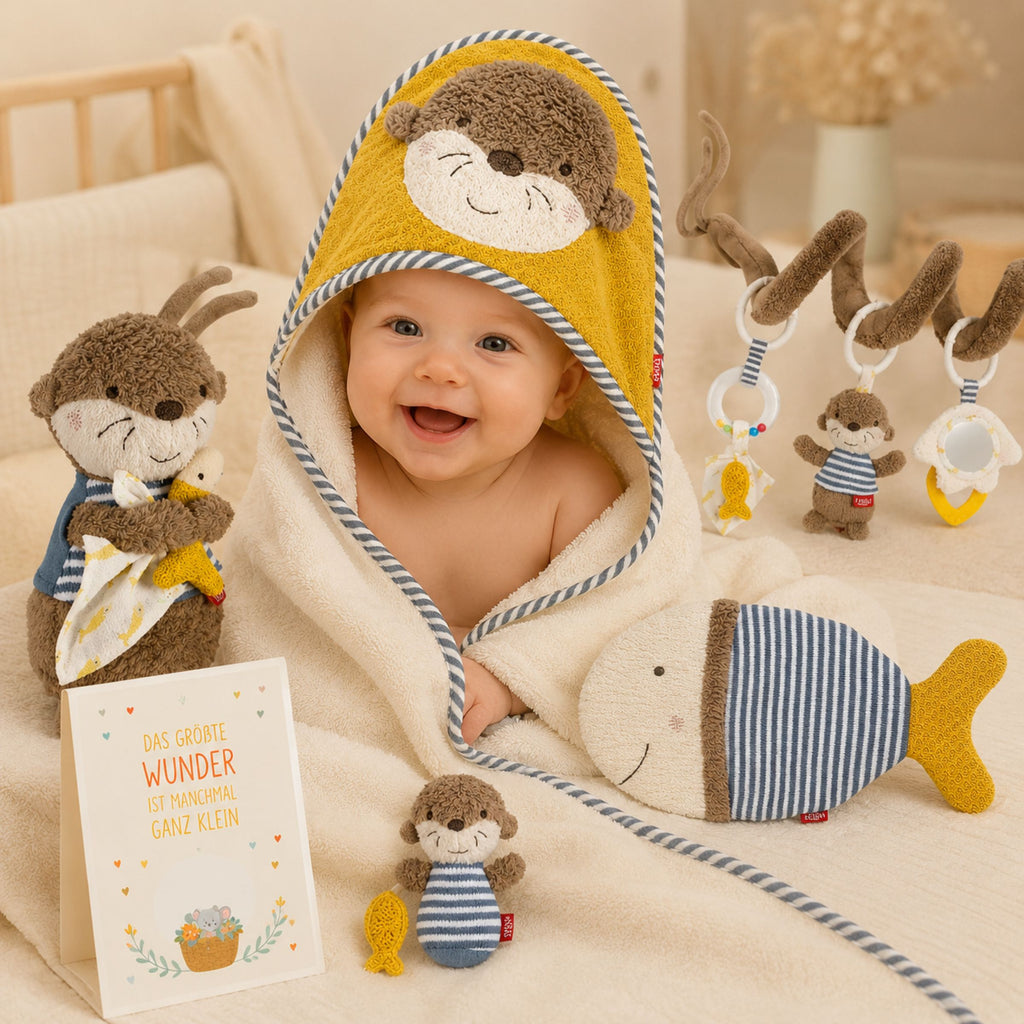 Geschenkset zur Geburt Otter Theo mit  Kinderwagenschlange