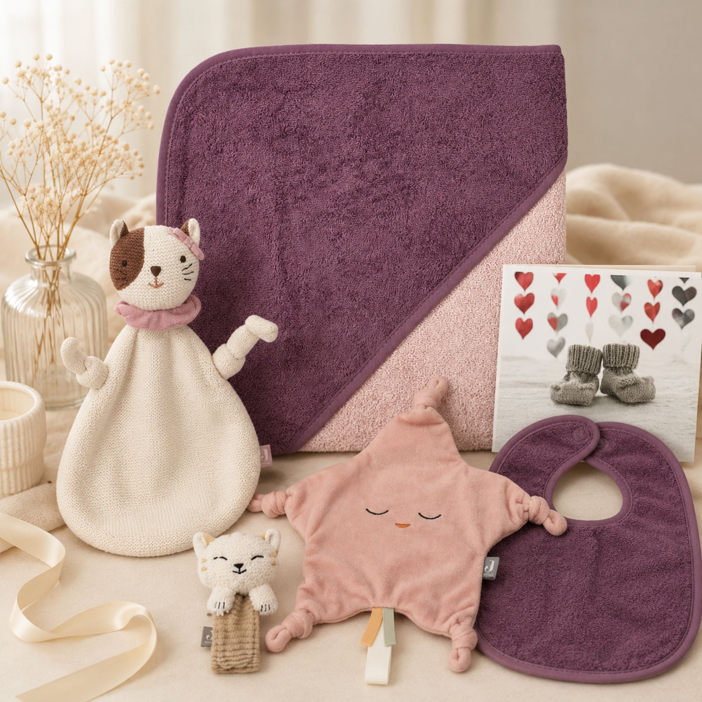 Geschenkset zur Geburt mit Namen – Jill mit Stern, personalisiertes Babygeschenk