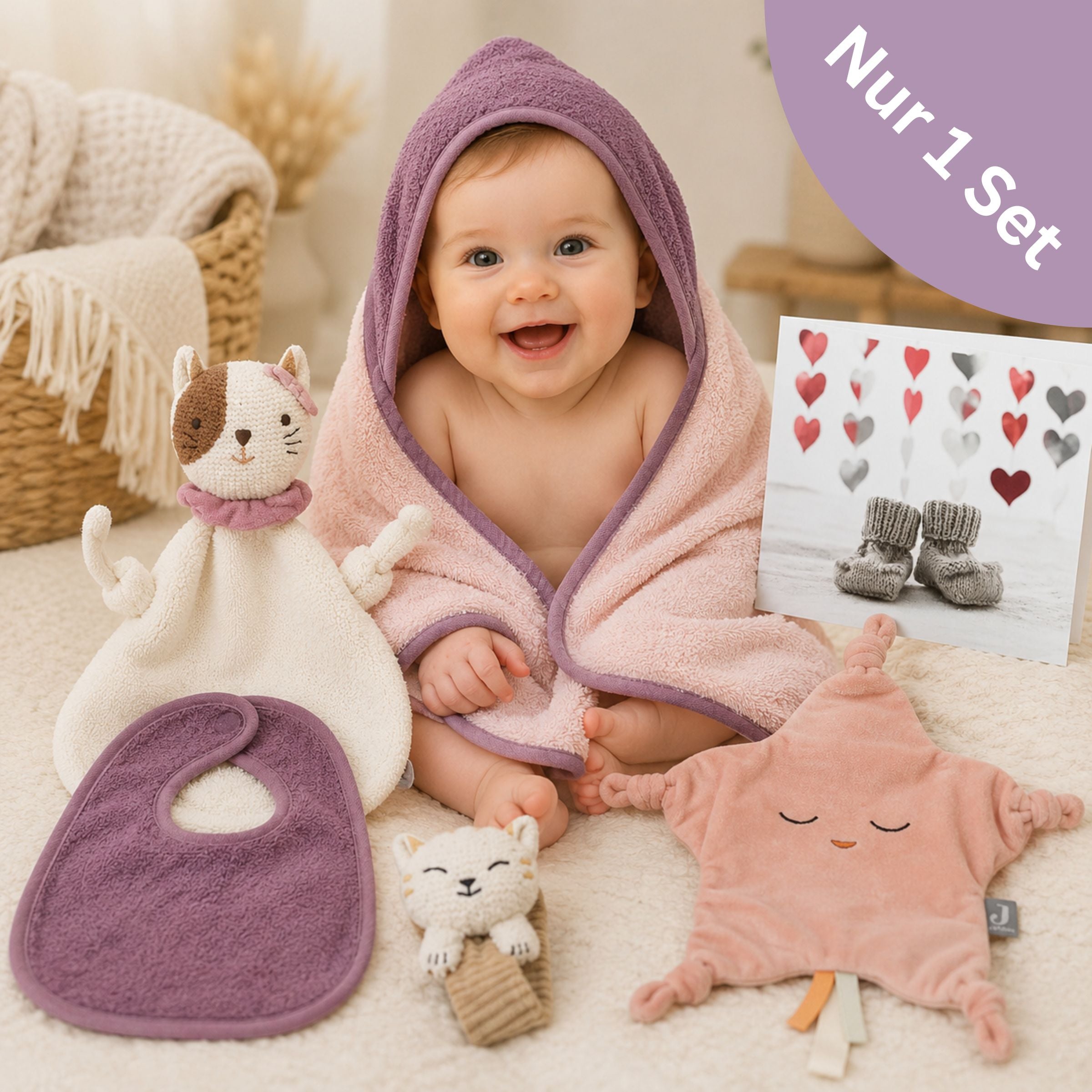 Geschenkset zur Geburt mit Namen – Jill mit Stern, personalisiertes Babygeschenk