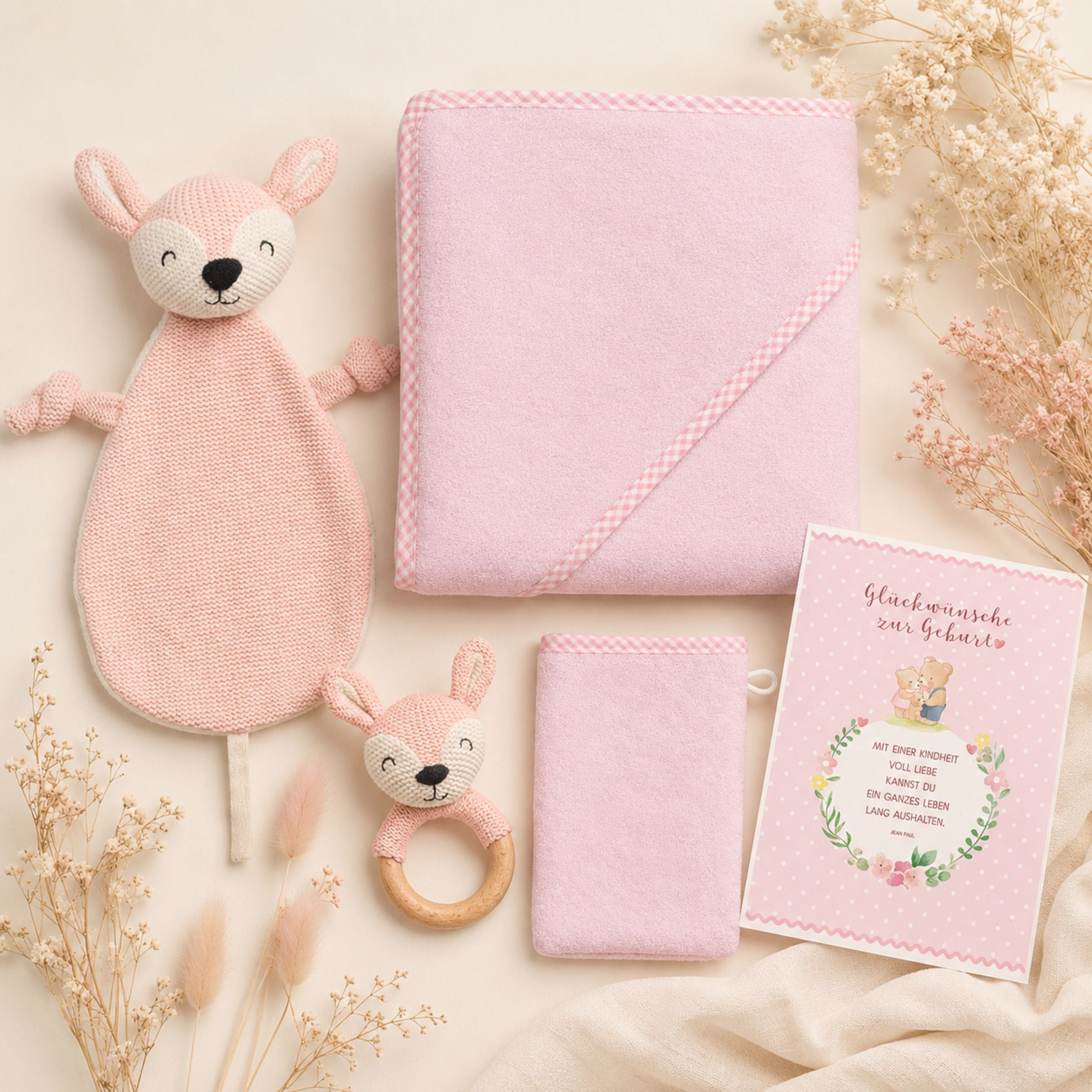Geschenkset zur Geburt Reh rosa