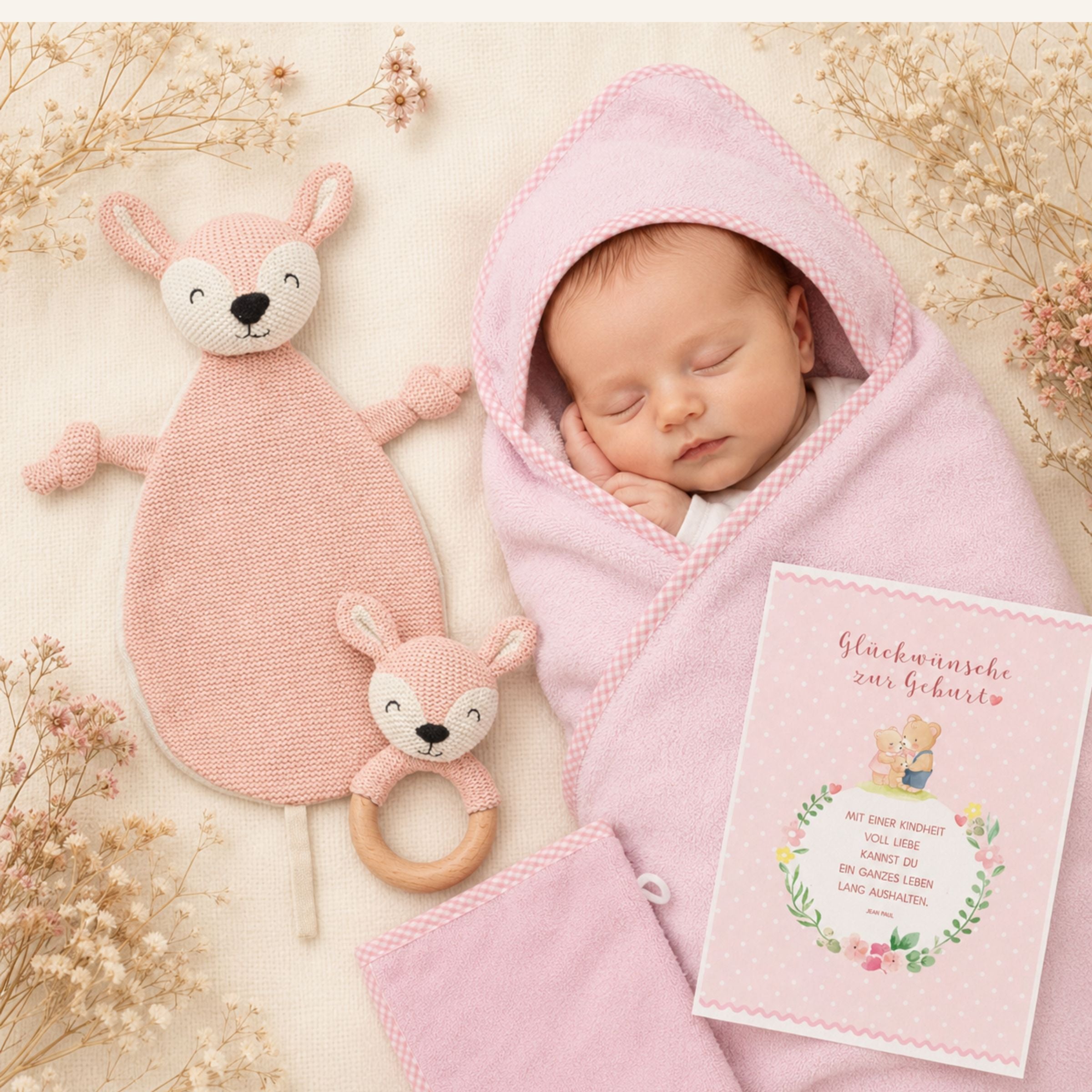 Geschenkset zur Geburt Reh rosa