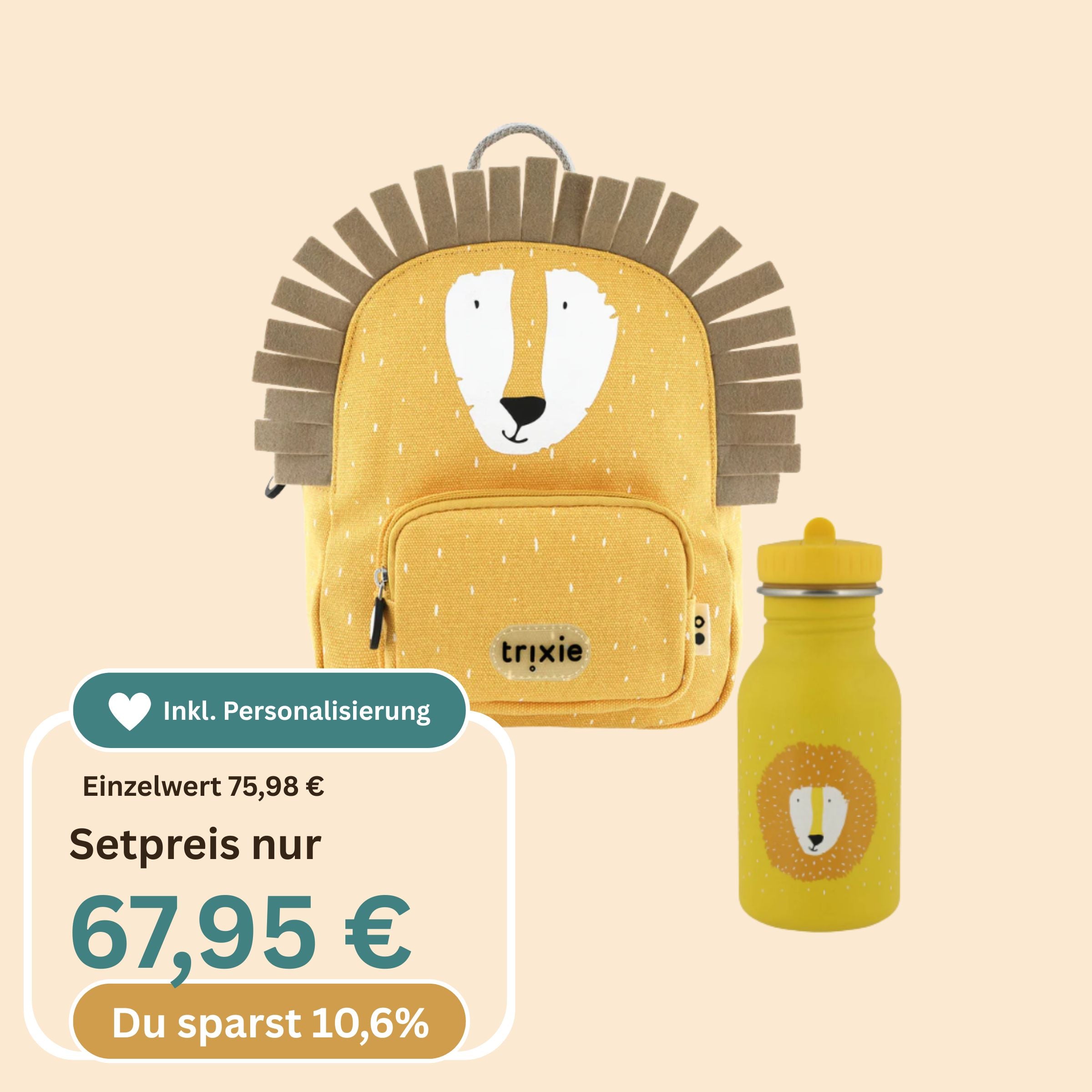 Kleiner Kindergartenrucksack und Trinkflasche von Trixie Baby