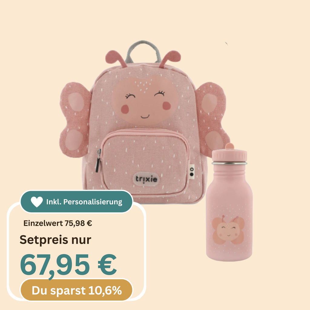 Kleiner Kindergartenrucksack Mrs. Butterfly und Trinkflasche von Trixie Baby