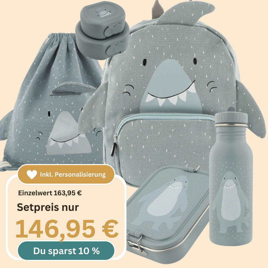 Personalisiertes Kindergarten-Komplett-Set 5-tlg. Mr. Shark | Trixie Baby