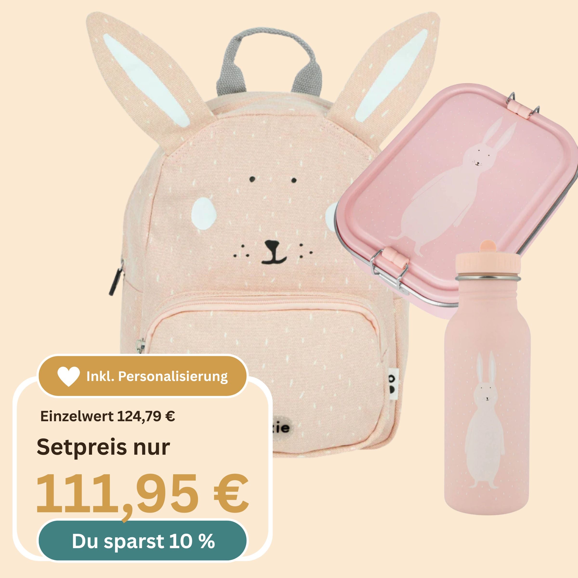Personalisiertes Kindergarten-Set  3-tlg. Mrs. Rabbit | Trixie Baby