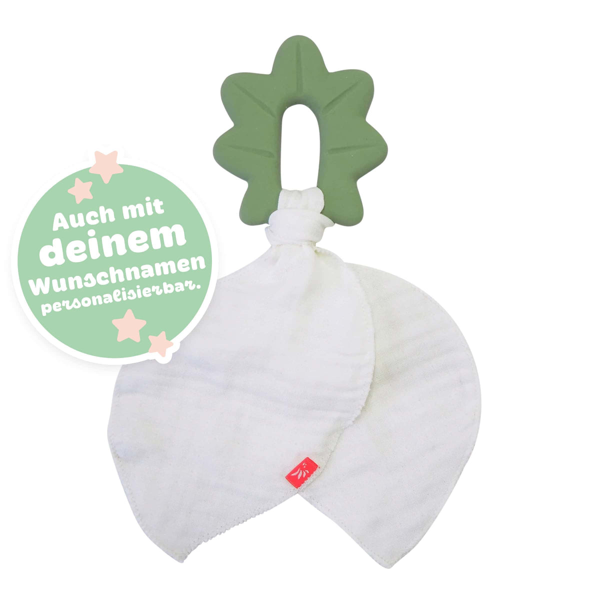 Kikadu Kautschuk-Beißring Blatt mit Schmusetuch natur