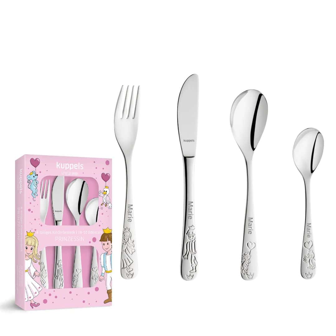 Personalisierbares Kuppels Kinderbesteck Prinzessin – 4-teilig