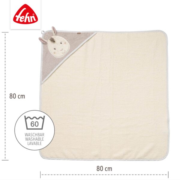 Fehn Kapuzenbadetuch Lama ausgebreitet