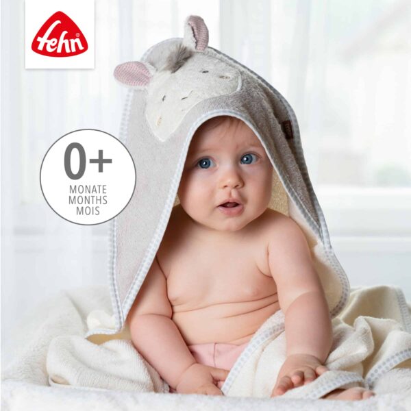 Fehn Kapuzenbadetuch Lama mit einem Baby