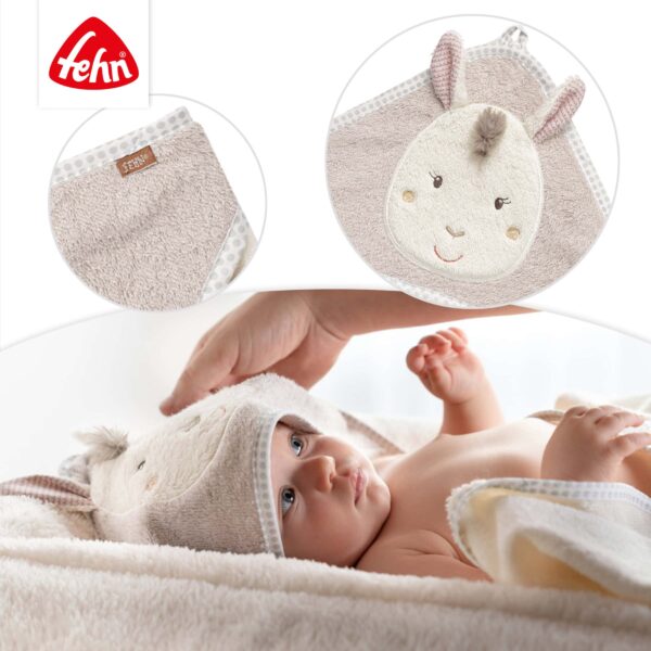 Fehn Kapuzenbadetuch Lama mit Details