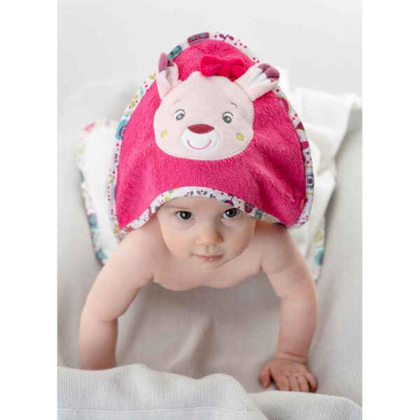 Fehn Kapuzenhandtuch Rehkitz mit krabbelndem Baby