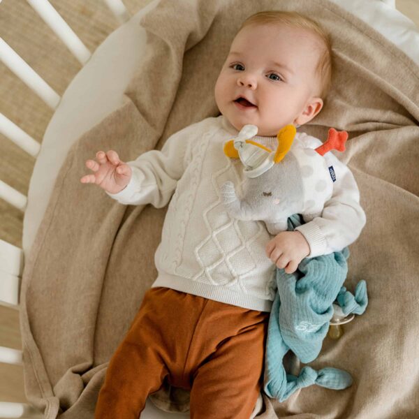 Fehn Schmusetuch Elefant mit spielendem Baby