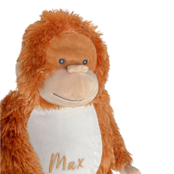 Personalisiertes Kuscheltier Orang-Utan mit Blick auf das Gesicht