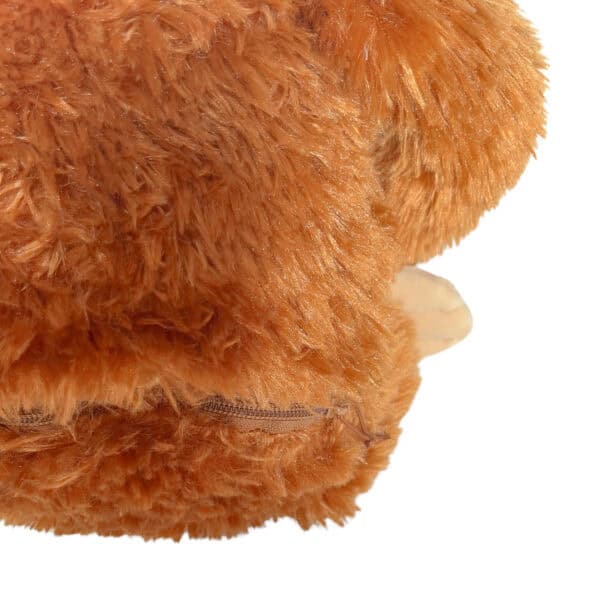 Personalisiertes Kuscheltier Orang-Utan mit Blick auf den Reißverschluss