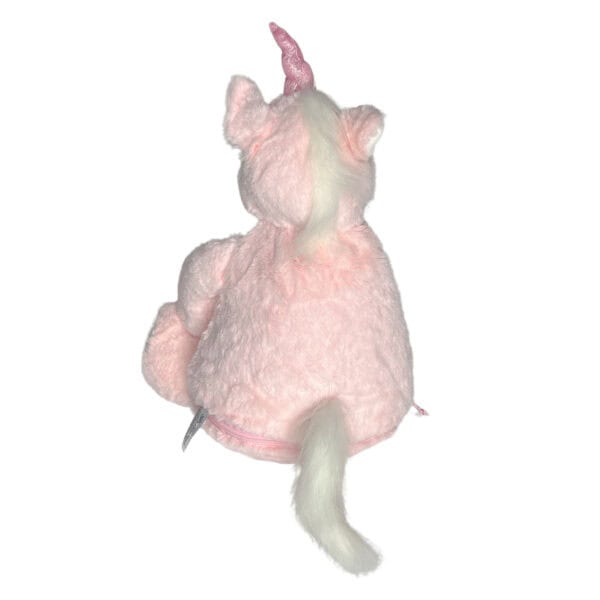 Personalisiertes Stofftier Einhorn mit Blick auf den Rücken