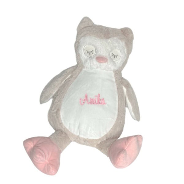 Personalisiertes Kuscheltier Eule schlafend