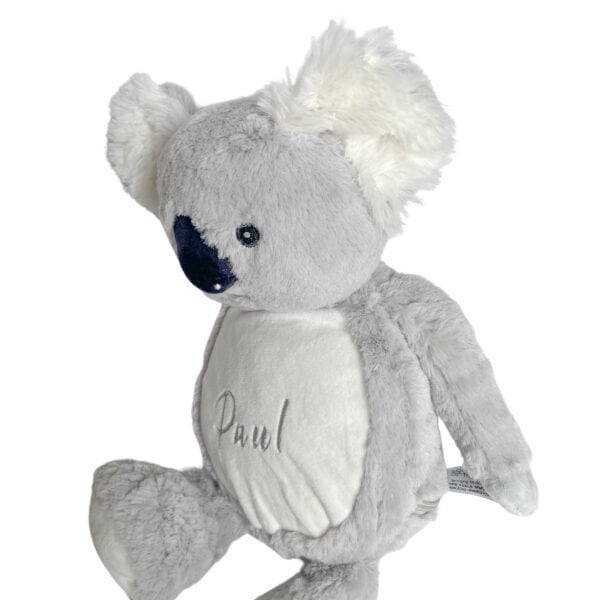 Personalisiertes Kuscheltier Koala Bär mit Blick auf die linke Seite