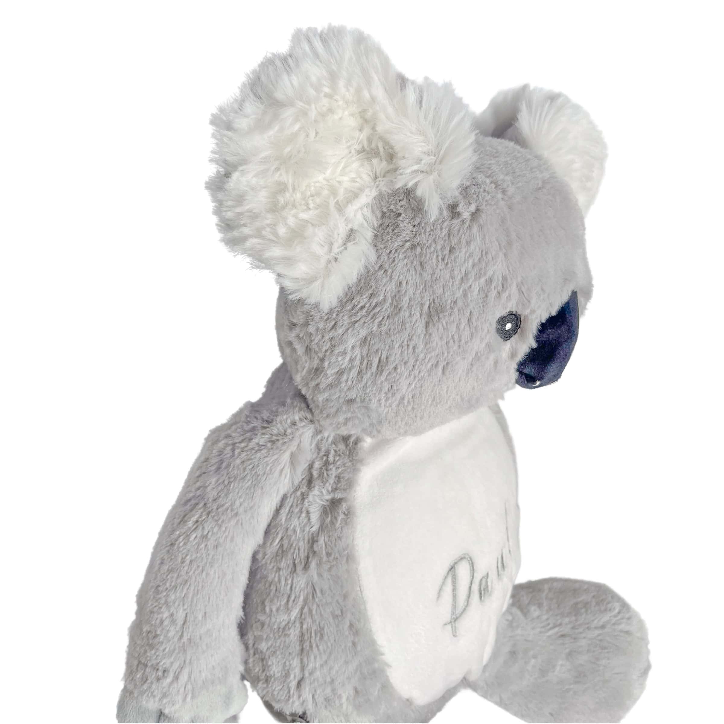 Personalisiertes Kuscheltier Koala Bär mit Blick auf die rechte Seite