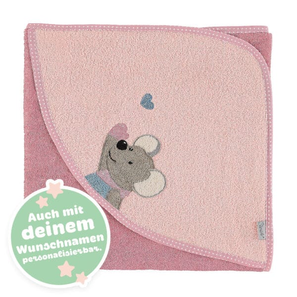 Sterntaler Kapuzenbadetuch Maus Mabel in Quarzrosa 80 x 80 cm personalisierbar