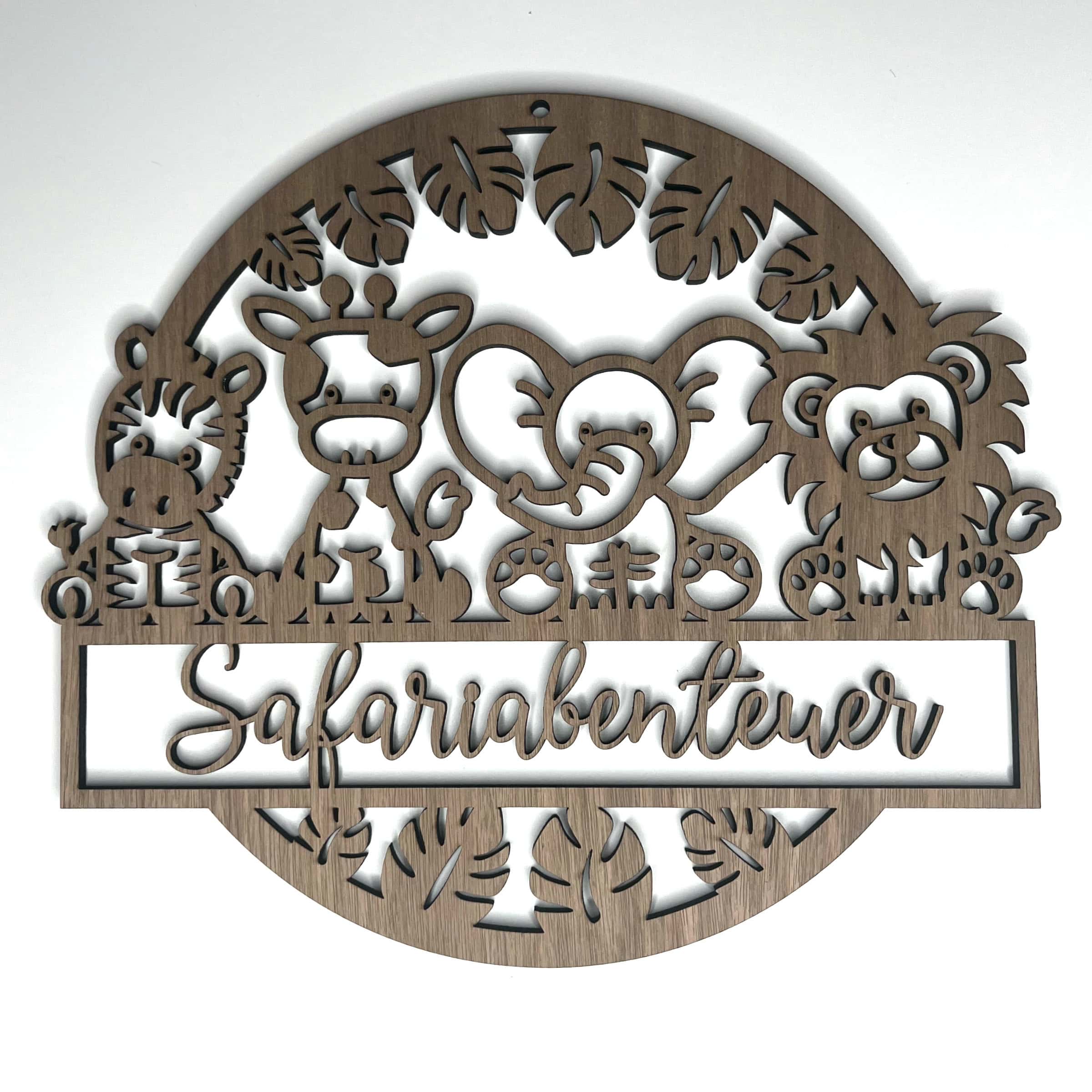 Holzschild Safariabenteuer mit Wunschnamen