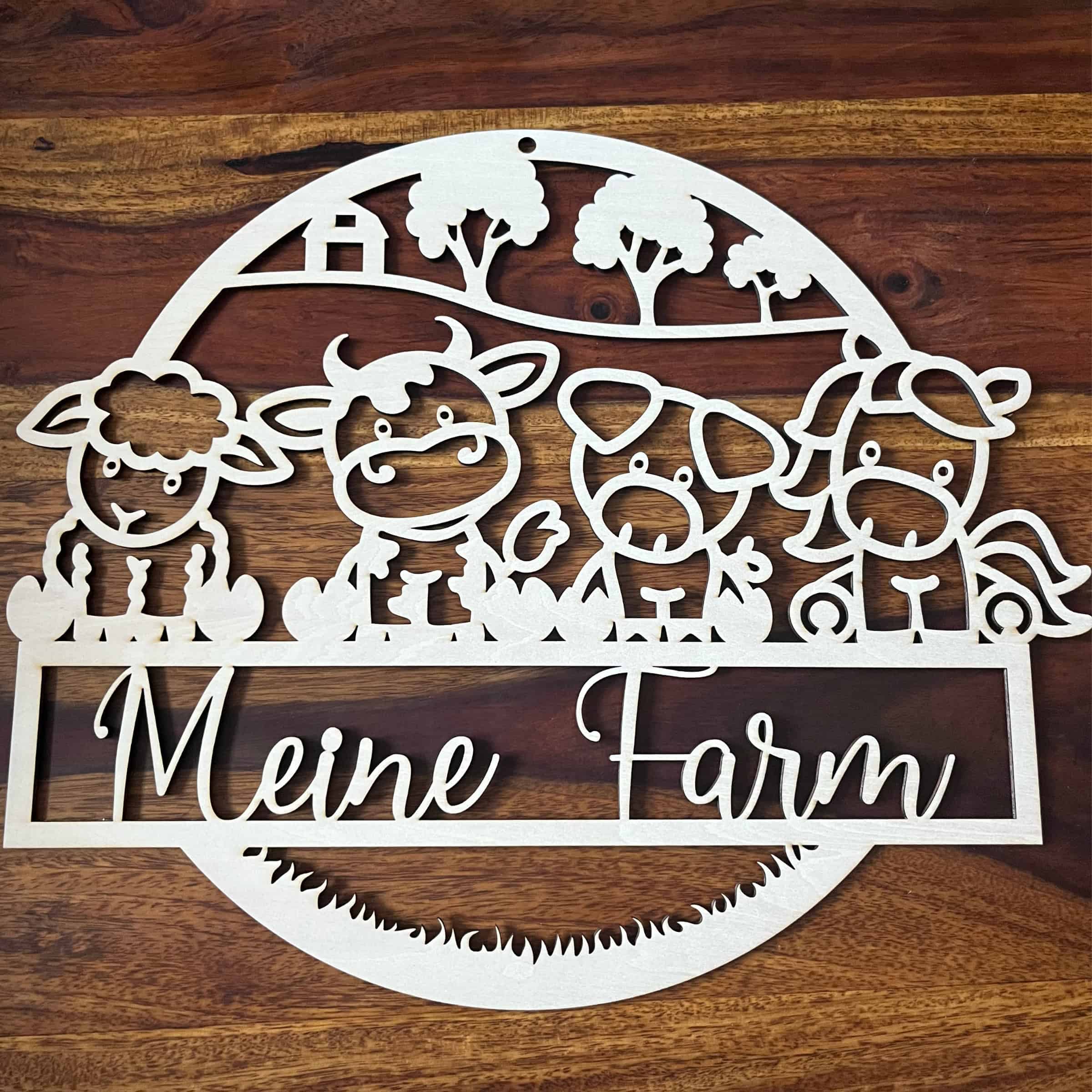 Holzschild Bauernhof mit Namen