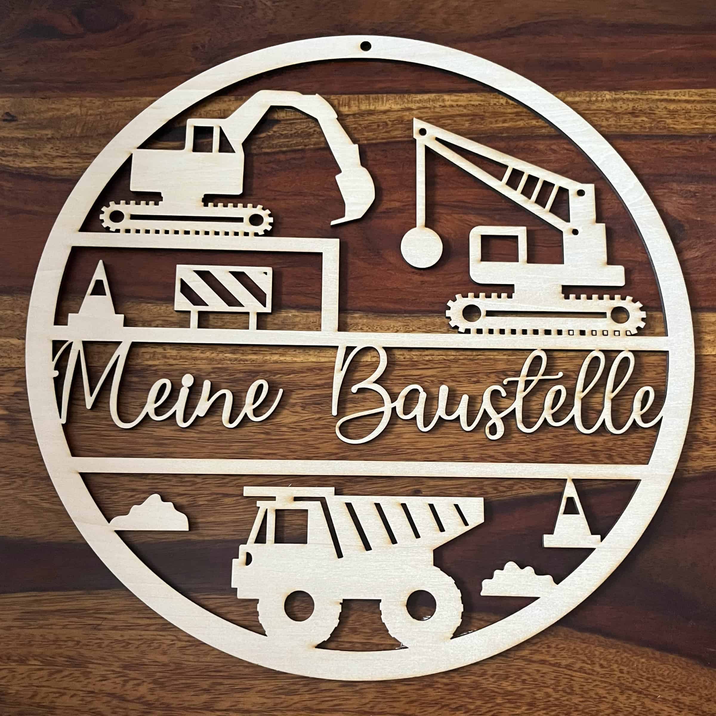 Holzschild Baustelle mit Namen