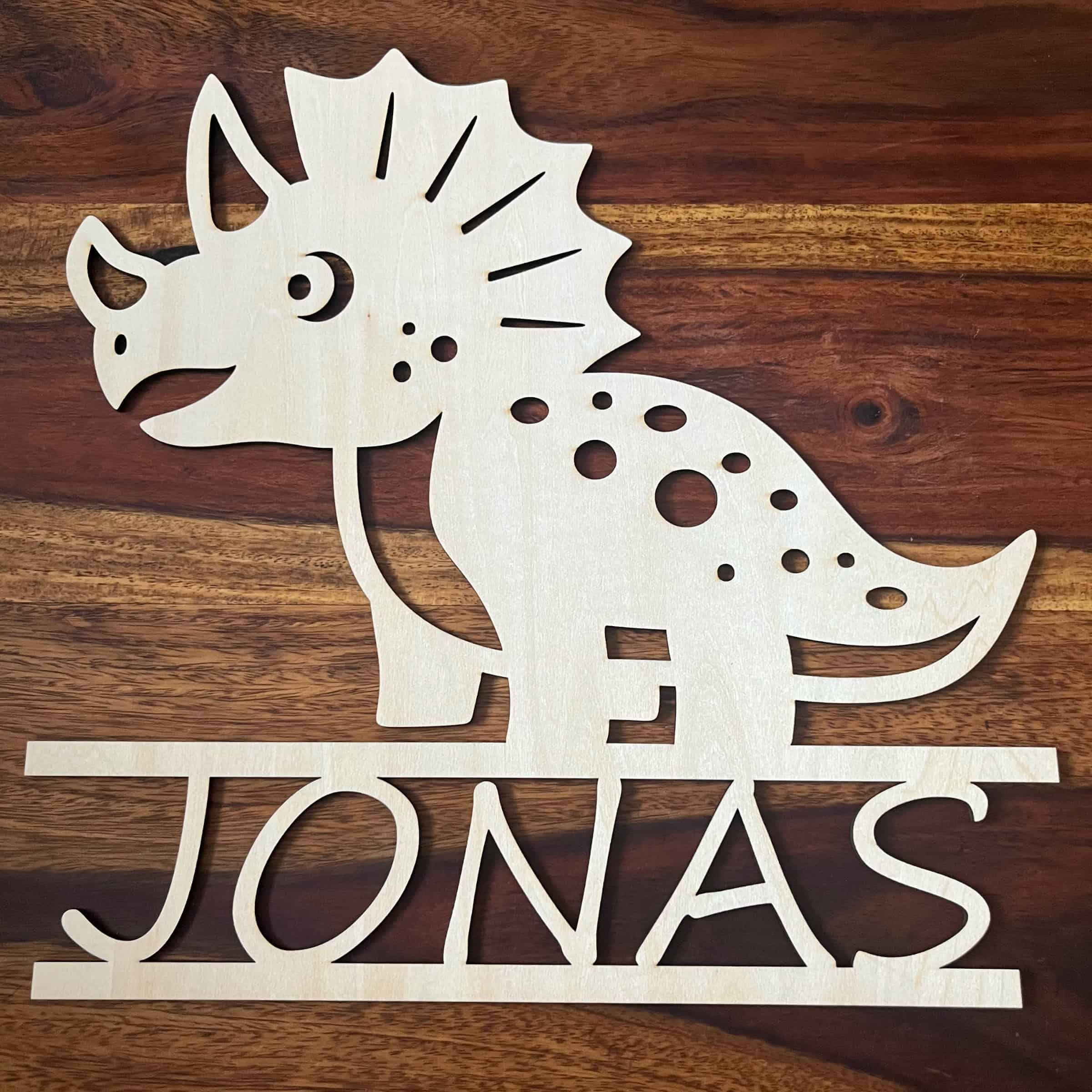 Holzschild Dino Brontosaurus mit Namen
