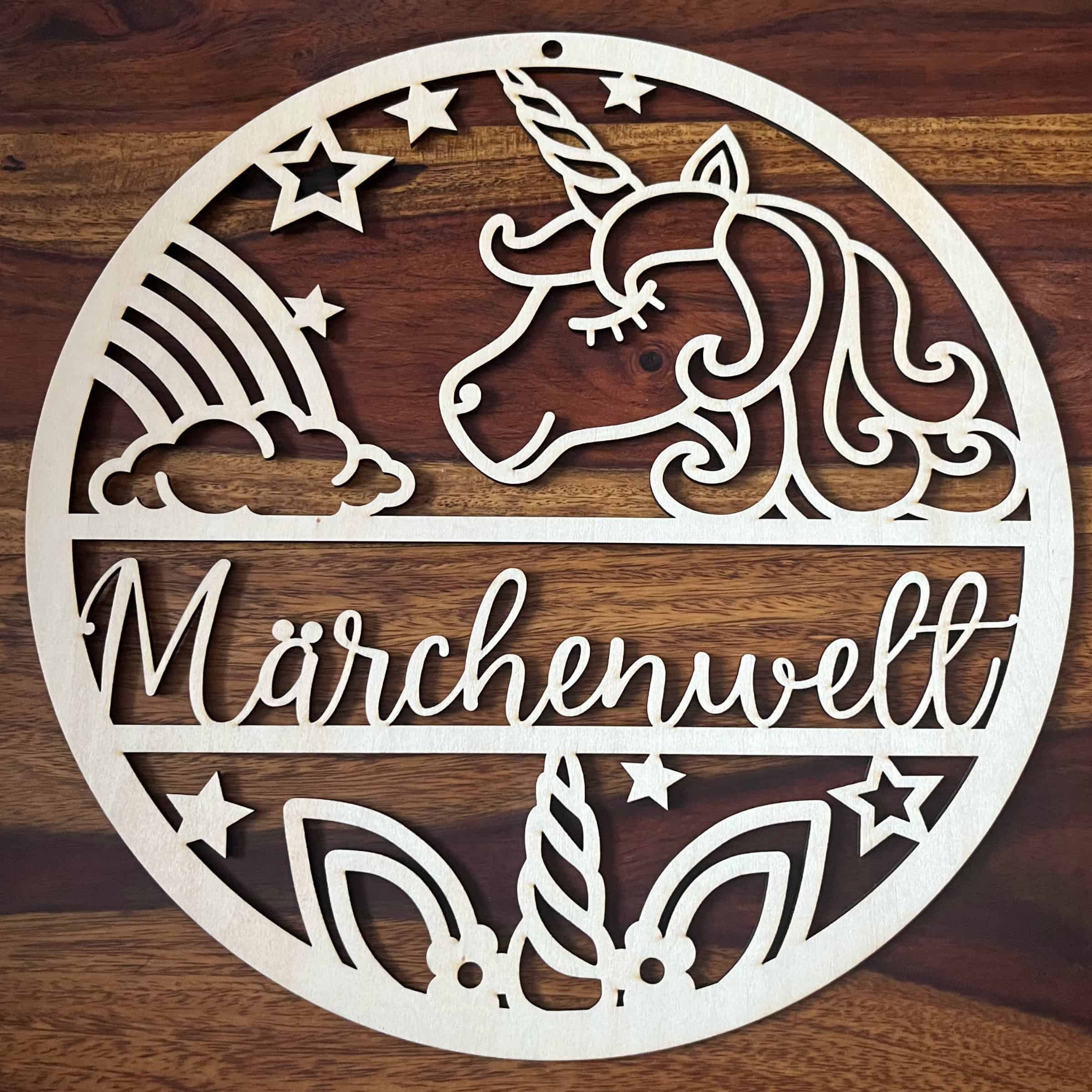 Holzschild Einhorn mit Namen