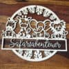 Holzschild Safari 3 mm mit Wunschnamen