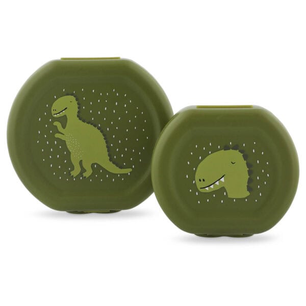 Snackbox mit Clip 2er Mr. Dino von Trixie Baby nebeneinander