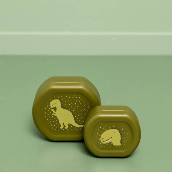 Snackbox mit Clip 2er Mr. Dino von Trixie Baby voreinander