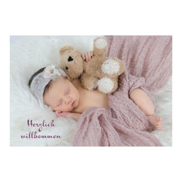 Glückwunschkarte Mädchen - Herzlich willkommen