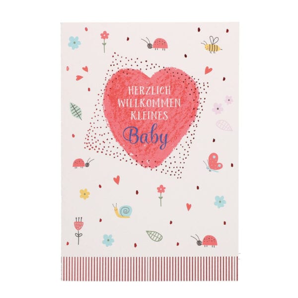 Glückwunschkarte zur Geburt - Herzlich willkommen kleines Baby Herz