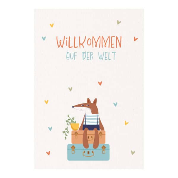 Glückwunschkarte zur Geburt - Willkommen auf der Welt