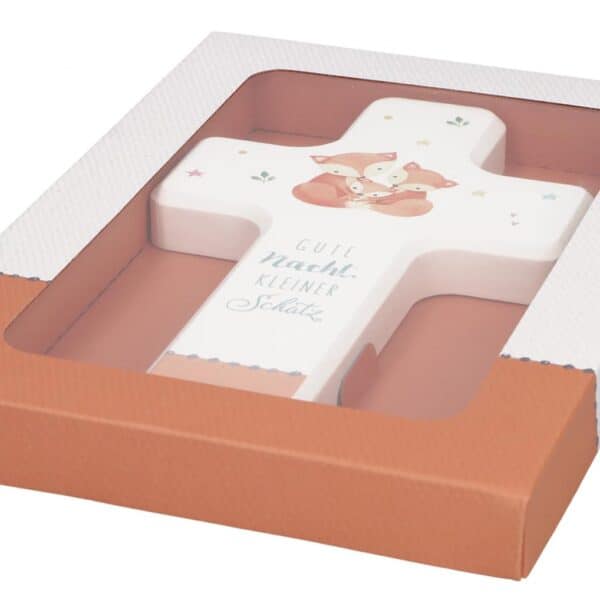 Kinderholzkreuz - Gute Nacht, kleiner Schatz-Verpackung liegend