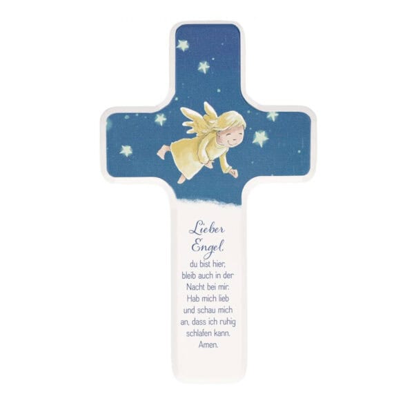Kinderholzkreuz - Lieber Engel, du bist hier..-freigestellt