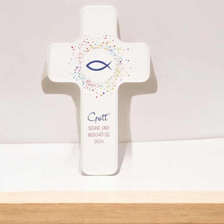 Kinderkreuz zur Taufe - Gott segne und beschütze dich-Photoroo