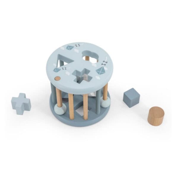 Label Label Holz Sortierbox Blau