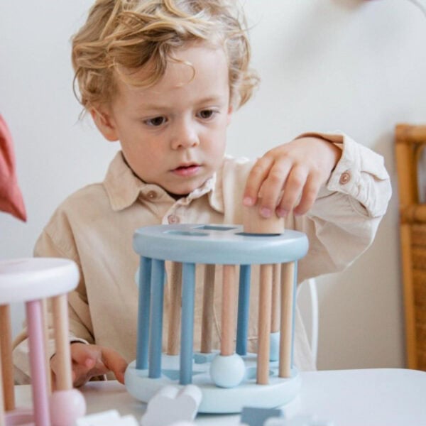 Label Label Holz Sortierbox Blau Kind