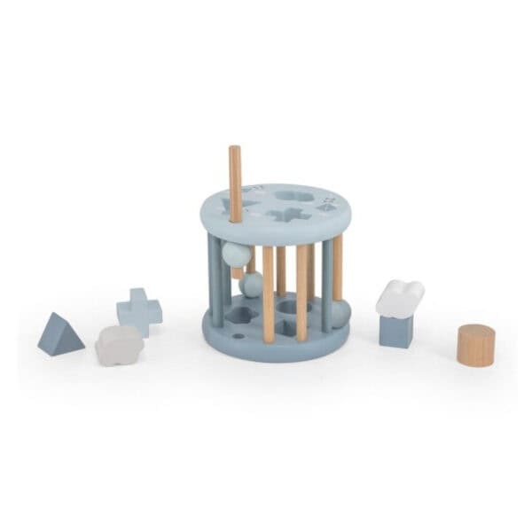 Label Label Holz Sortierbox Blau Steine