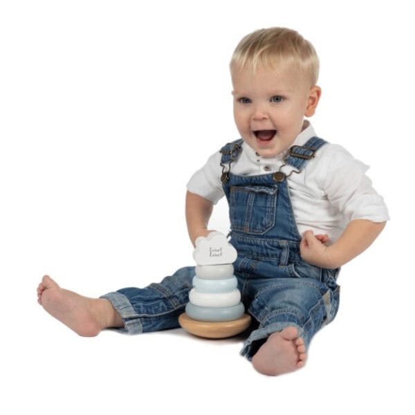 Label Label Holz Stapelturm Blau Kind