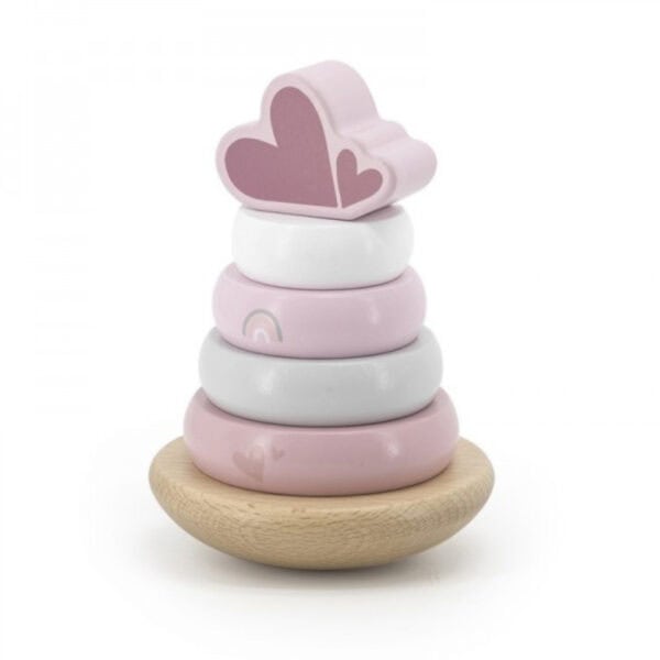 Label Label Holz Stapelturm Rosa