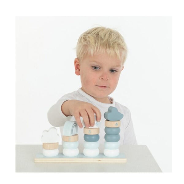 Label Label Holz Steckspiel Ringe blau Kind