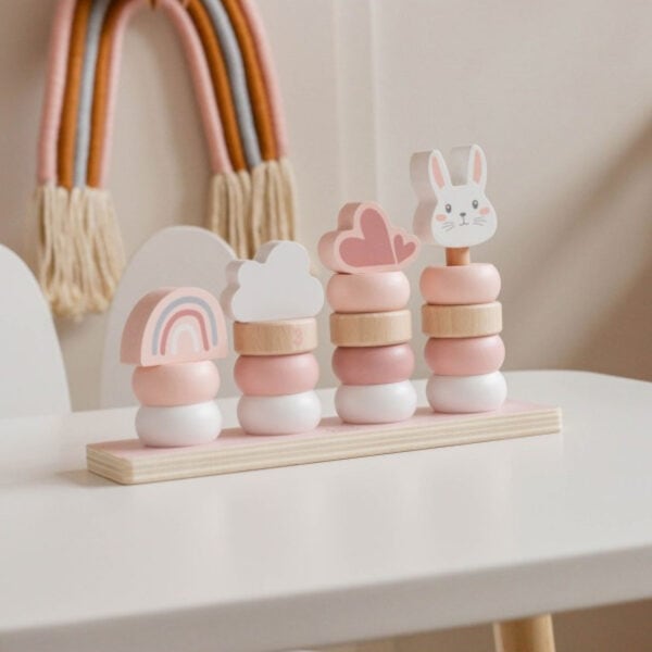 Label Label Holz Steckspiel Ringe rosa Kinderzimmer