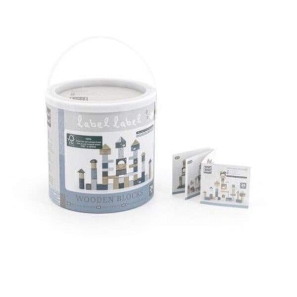 Label Label Holzblöcke Blau Verpackung