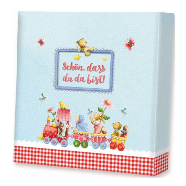 Leinwandbild zur Geburt - Schön, dass du da bist!